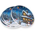 thumbnail image 3 of Christmas Snowman Landscape Coasters Absorbent Moisture Non-Slip Drink Coaster Ceramic Stone with Cork Base Desktop Protection Prevent Furniture Damage 2PCS Home Decor, 3 of 6
