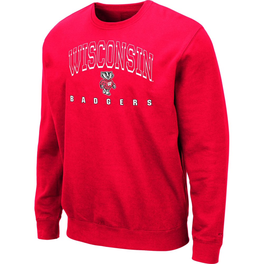 Colosseum Men's Wisconsin Badgers Red Comic Book Crew Sweatshirt