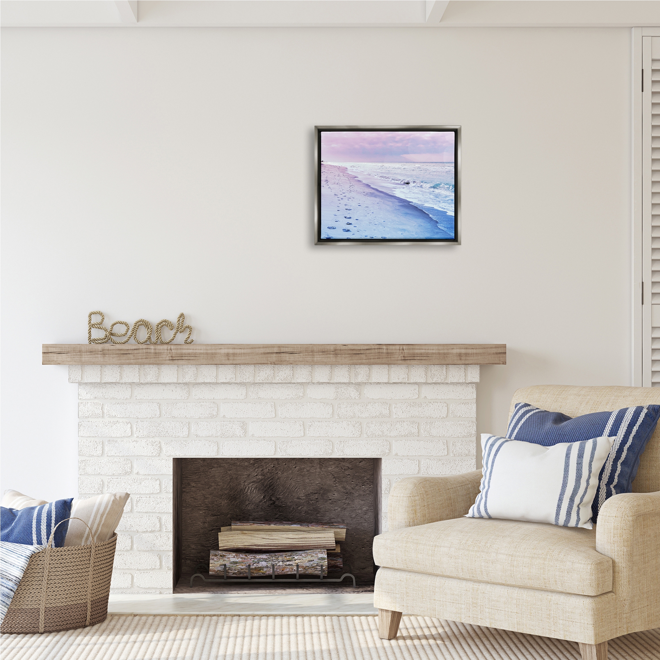 Stupell Industries Dawn Break Shoreline Nature Photography Gray Floater Framed Art Print Wall Art, 21 x 17