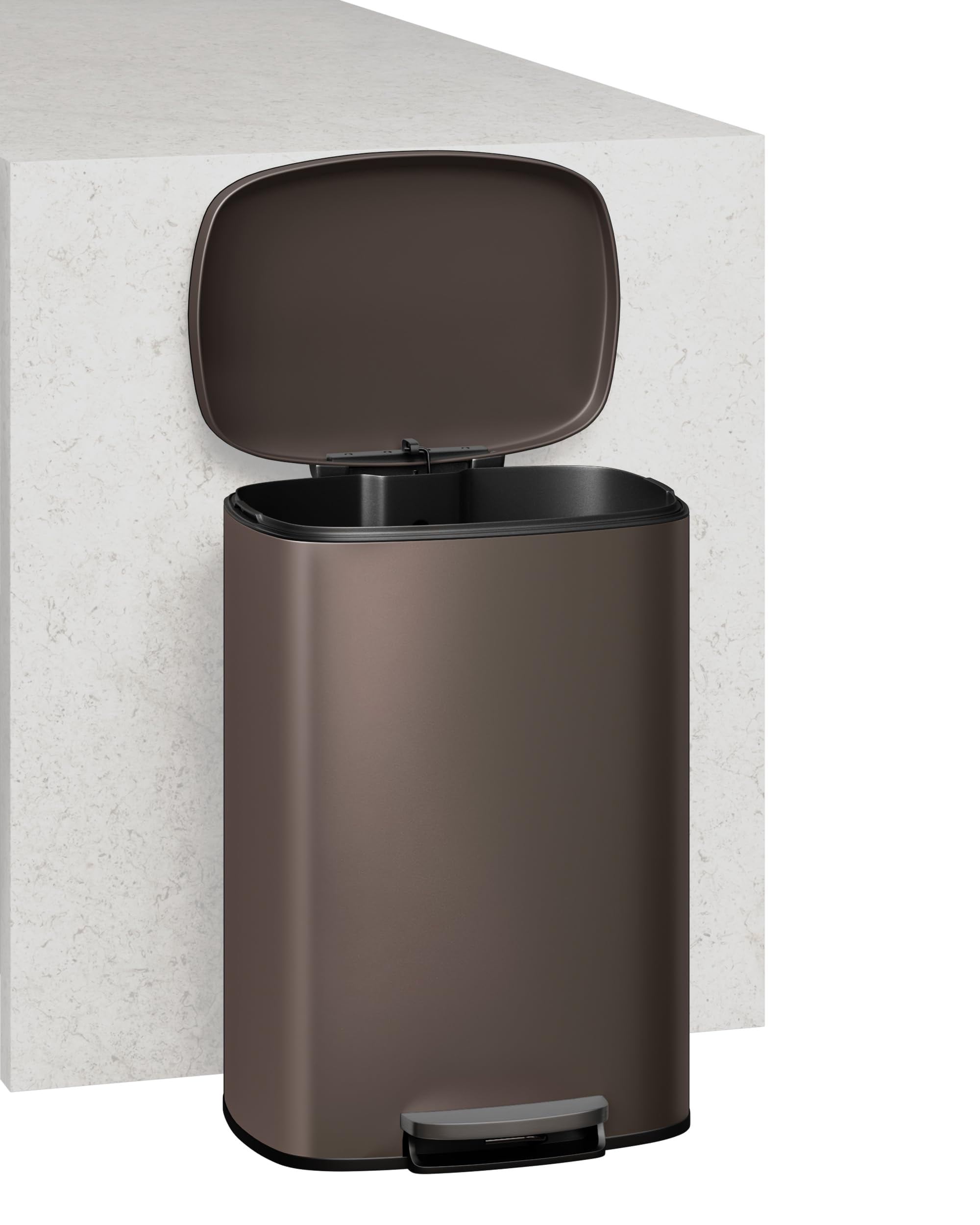 Stainless Steel Kitchen Trash Can Combo Set,50L+10L Step Pedal Garbage, Removable Inner Buckets for Bathroom, Kitchen, Office
