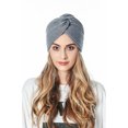 thumbnail image 2 of Sombrero de seto para mujer Sombrero para niñas Sombrero para mantenerse abrigado Moda Alta calidad Otoño Invierno Sombrero cruzado Lana Estilo musulmán Color puro 2 piezas (Gris claro+Azul) oso de fresa Electrónica, 2 of 5