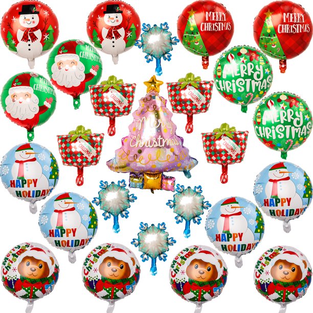 25PCS Christmas Foil Balloons 18 inch Xmas Foil Balloons Christmas Tree