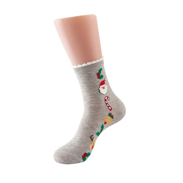 Chaussettes Mi-Mollet Imprimées Coupe-Vent de Noël Chaudes en Coton
