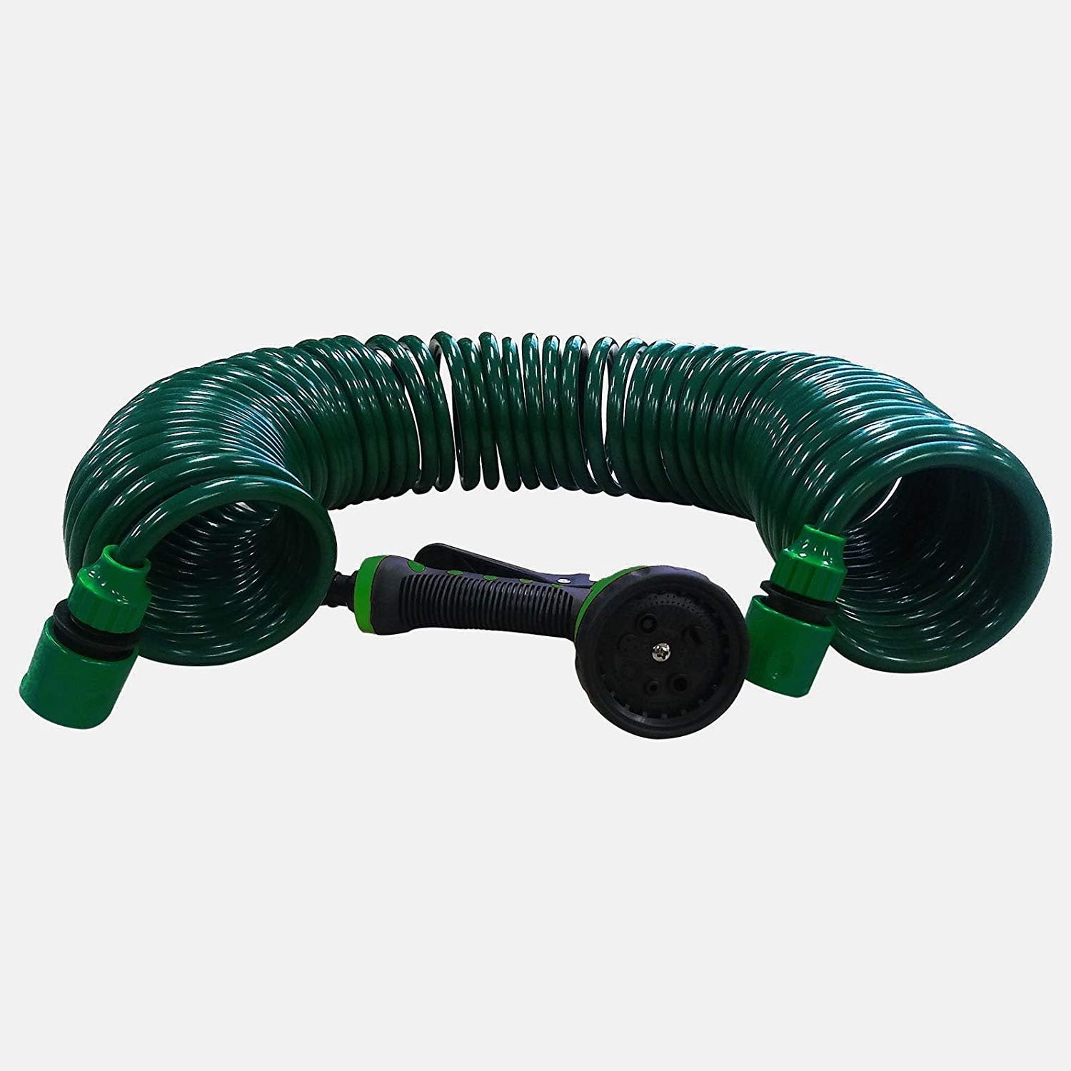 50 Feet Quick & Easy Release Connector Garden Coil Hose with 8 Pattern