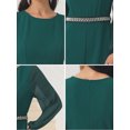 thumbnail image 5 of DARING DIVA Women's Cocktail Long Sleeve Beaded Wide Leg Jumpsuits Medium Dark Green, 5 of 5