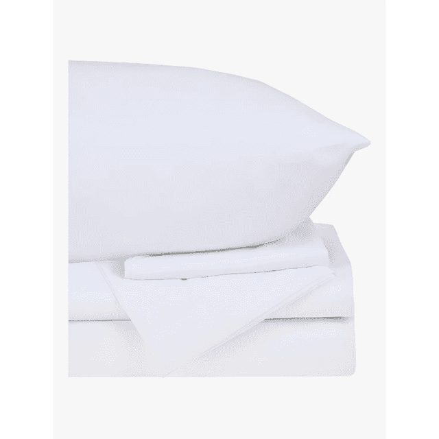 Juego de sábanas matrimoniales color blanco con diseño liso 4 piezas