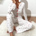 thumbnail image 3 of Women's Long Sleeve Long Pants Pajama Set - Outdoor Wear Suitable Loungewear - Red Size XL, 3 of 5