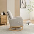 thumbnail image 4 of Rocking Chair for Nursery, High Back Glider Chair with Retractable Footrest, Side Pocket, Rubber Wood Rocking Accent Armchair for Living Room, Bedroom, Light Gray, 4 of 9