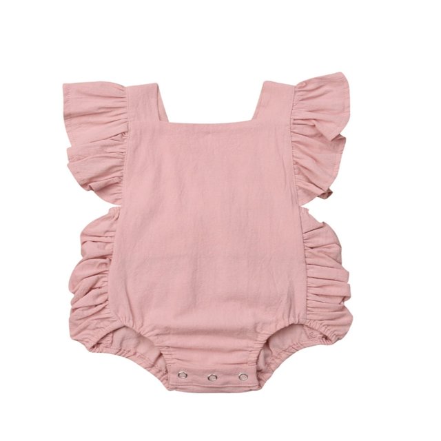 Baby Girl Ruffle Solid Romper Outfit Clothes