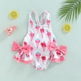 ATIENUBEE Boy'S Swimwear Baby Girls One Piece Swimsuit Donut Bathing Suit Sleeveless Ruffle