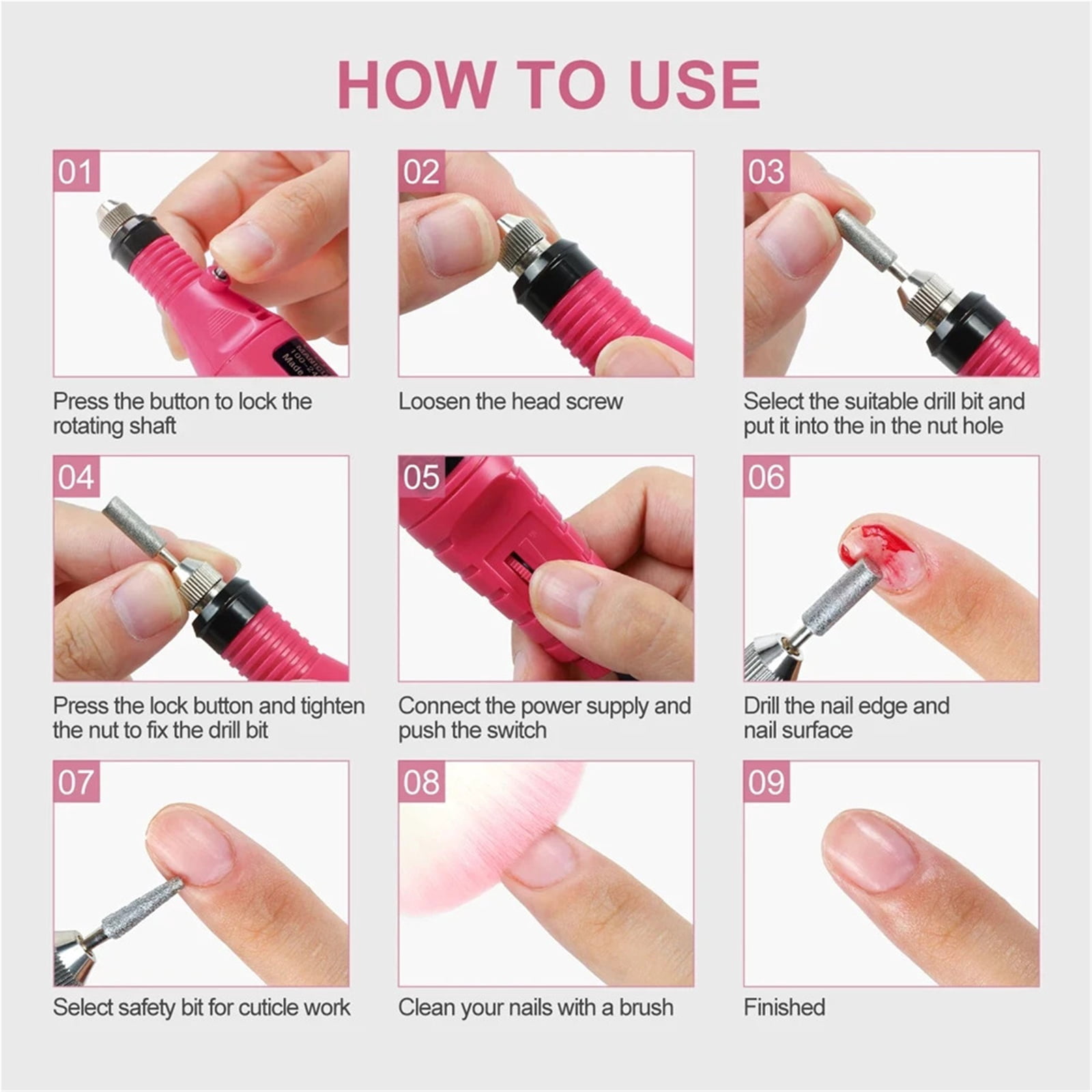 Nail Drill Machine Electric Manicure Milling Cutter Set for Manicure Drill Nail Polishing Tools Kit Nail Equipment