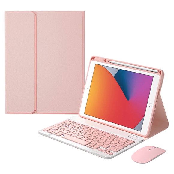 PEACNNG Étui Clavier pour iPad 10,2” 9e 8e 7e Génération Clavier Sans Fil Détachable Magnétiquement avec Porte-Souris et Porte-Crayon pour iPad 10,2 Pouces 9/iPad8/iPad7