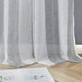 thumbnail image 5 of Sheer Curtains, Room Decorative Vertical Stripe Voile Grommet Sheer Curtain Panels Yarn Dyed Faux Linen Textured Semi Sheer Window Drapes for Bedroom, 55"W x 95"L, 2 Panels,Grey, 5 of 5