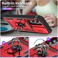 thumbnail image 3 of Design for Samsung Galaxy S24 Plus Phone Case with Camera Lens Ring Holder Kickstand Heavy Duty Rugged Shockproof Military Grade Bumper Protective Cover for Women Men Girls 6.7 inch Red, 3 of 14