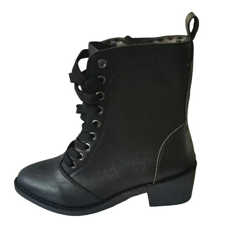 

OJSFQUFP Non Slip Shoes for Women Fashionable Women s Casual Square Heel Short Ankle Boots Comfortable Work Shoes for Women Women s Leather Boots Black 40