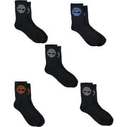 Timberland Boy's 5 Pack Half Cushioned Crew Socks, Small, Black
