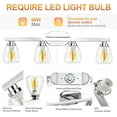 thumbnail image 5 of Bathroom Light Fixtures, Chrome Vanity Light Fixtures Over Mirror Wall Mount Lighting Fixture with Hammered Glass Shade E26 Socket for Hallway Kitchen Bedroom Living Room, 5 of 7