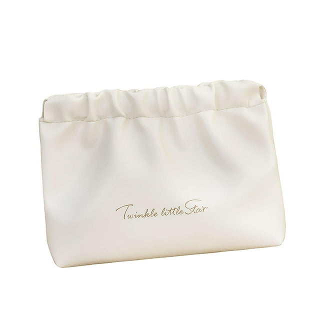 Organizador de gomas para el pelo, minibolso multiusos con cierre de cremallera, para maquillaje Blanco