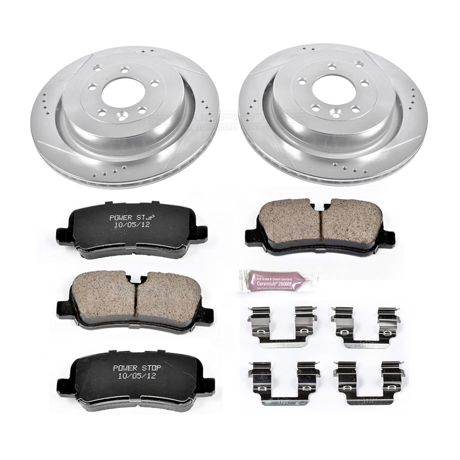 PowerStop Rear Z23 Evolution Sport Carbon-Fiber Ceramic Brake Pad and Drilled & Slotted Rotor Kit Fits: LAND ROVER Select Models K6564