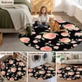 thumbnail image 5 of Peach Round Area Rug 4Ft Washable Circle Rugs for Bedroom Dining Room, Spring Floral Green Leaf Botanical Pink Fruit Black Non-Slip Carpet Floor Mats Indoor Outdoor Carpet Runner Aesthetic Home Decor, 5 of 8