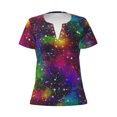 thumbnail image 3 of Naloa Bright Universe Print T-Shirts Short Sleeve V Neck Tees for Women Fashion Tops Trendy Lightweight Soft Casual Summer Outfits Clothes, 3 of 5