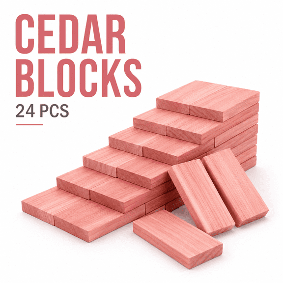 MORAVE 100% Natural Aromatic Red Cedar Blocks, 24Pcs American Red Cedar Wood Chips Planks, Ideal for Closet and Drawer Daily Storage Organization