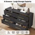 thumbnail image 3 of Swedhaus Modern Dresser for Bedroom with 6-Drawer,Long Chest of Drawers with Deep Drawer for Closet Bedroom Living Room,Black, 3 of 7