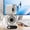 White, variant on Hyknon Desk Tower Fan Air Circulation Small Two 360 Head Fan with Digital Display Portable Quiet Table Cooling Fan for Home Office, 4000mah USB Rechargeable White