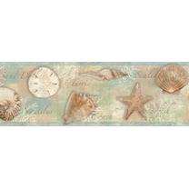 Chesapeake Quinten Brown Shells Border Prepasted Non Woven Blend Wallpaper, 7.75-in by 15-ft, 9.7 sq. ft.