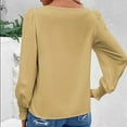 thumbnail image 5 of Womens Blouses Long Sleeve Shirt Women Casual Fashion Solid Color Button T-Shirt Long Sleeves One Shoulder Top Blouse Tops Yellow-1 XL, 5 of 5