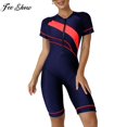 thumbnail image 2 of Women Swimwear Bathing Suit Short Sleeve Zip-up Quick Dry Wetsuit Rash Guard Training Diving Swimming Bodysuit Fitness SportwearL Gong Bohan LED, 2 of 2