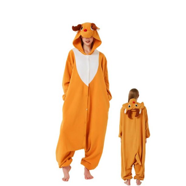 Mono de lana de dibujos animados para hombres y adultos, ropa de casa de Cosplay, disfraz de Kigurum, pijamas de animales de Navidad y ciervos, Invierno
