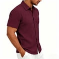 thumbnail image 6 of Men’s Jacquard Knit Button Down Shirts Breathable Stretch Business Casual Short Sleeve Shirt Big and Tall Size S-3XL Wine, 6 of 7