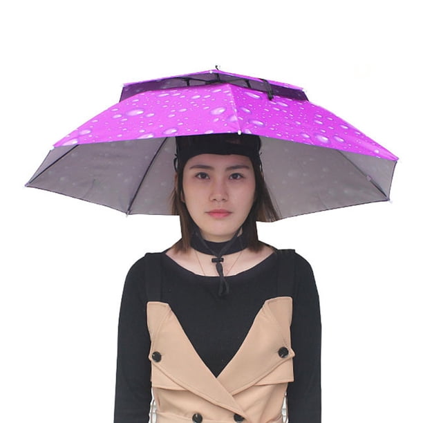 Sombrilla de pesca portátil Yuarrent para lluvia sombrero de senderismo playa camping paraguas violeta