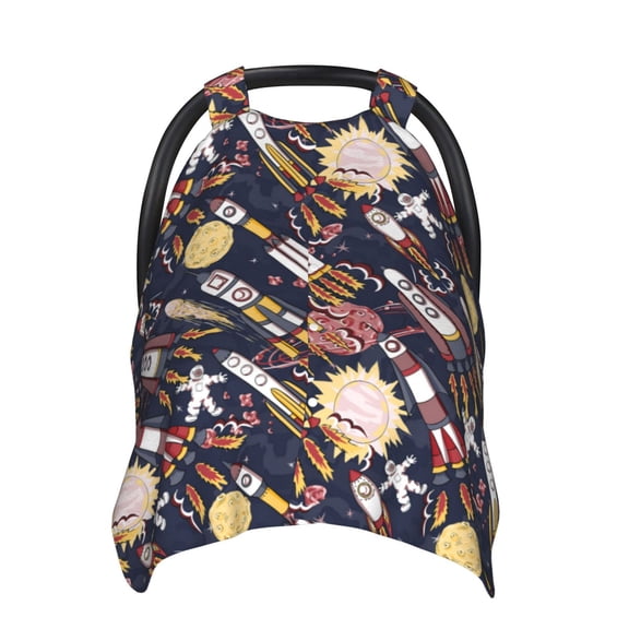 Car Seat Cover Baby - Cartoon Space 1 Breathable Infant Car Seat Cover for Baby Carseat, Lightweight Comfort Baby Essentials Must Haves Newborn Stuff for Girl Boy