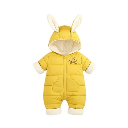 

Stamzod Toddler Jackets Kids Down Padded Cotton-Padded Clothes Girls Baby Ears Warm Jacket Coat With Zipper Long Sleeve Jumpsuit Romper 0-24Months