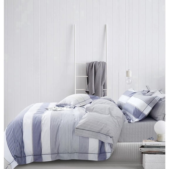 Say Yes Bedding Contemporary Series 3-Piece Blue Striped Comforter Sets, King