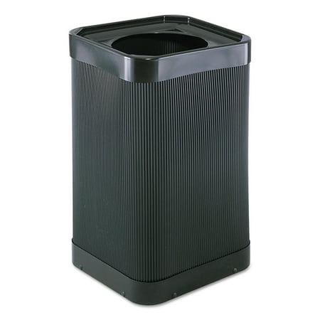 Safco 9790BL At-Your Disposal Top-Open Waste Receptacle  Square  Polyethylene  38gal  Black