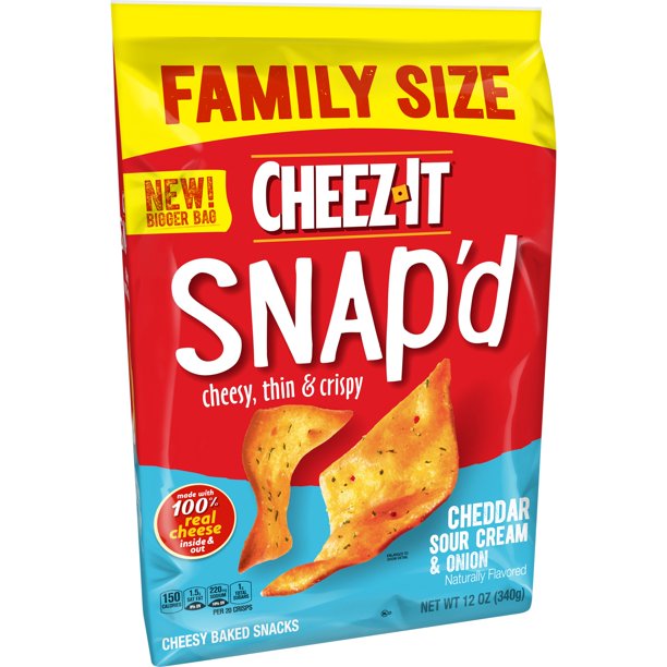 CheezIt Snap'd Cheese Cracker Chips, Thin Crisps, Lunch Snacks