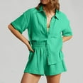 thumbnail image 2 of Paiyanr Cotton Linen Sets for Women Summer Breathable Shirts Shorts 2 Piece Outfits Short Sleeve Short Pants Casual 2PC Sets with Pockets, 2 of 6