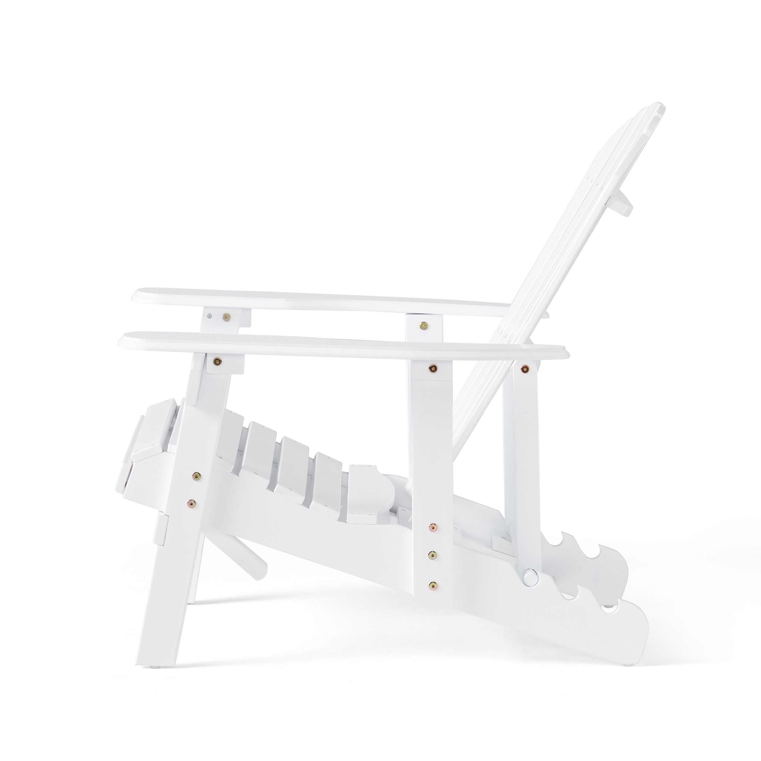 Kono Outdoor Acacia Wood Reclining Adirondack Chair with Footrest, White