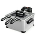 thumbnail image 3 of Costway Electric Deep Fryer 5.3 QT/21-Cup Stainless Steel 1700W with Triple Basket Silver, 3 of 13