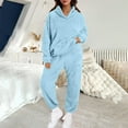 thumbnail image 2 of Pajamas For Women Set Christmas Women'S Autumn And Winter Solid Color Hooded Long Sleeve Pocket Casual Pants Home Two Piece Set Pajama Set, 2 of 5
