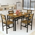 thumbnail image 4 of Cvortll Farmhouse Dining Table Set for 4, Wood Kitchen Table Chairs Set with Storage, Space-Saving Dinette Set for Breakfast Nook (Brown), 4 of 10
