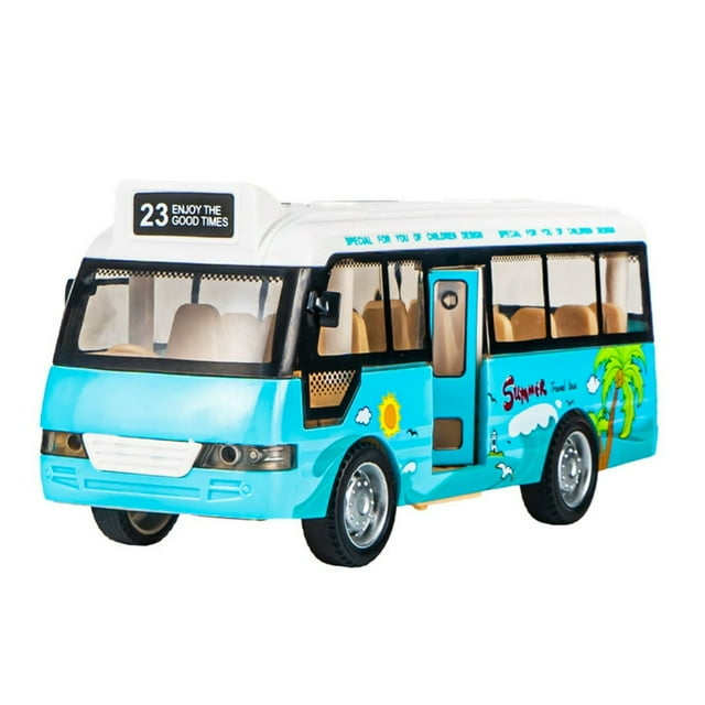 EASTIN School Bus Model with Light & Openable Door Musical Simulation Vehicle Model Inertial Sliding Toy Car Gift for Kids New