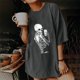 thumbnail image 2 of Blusa de manga corta con diseño de calavera y esqueleto de manga caída vintage para mujer Pompotops  hfajkhk128190, 2 of 9