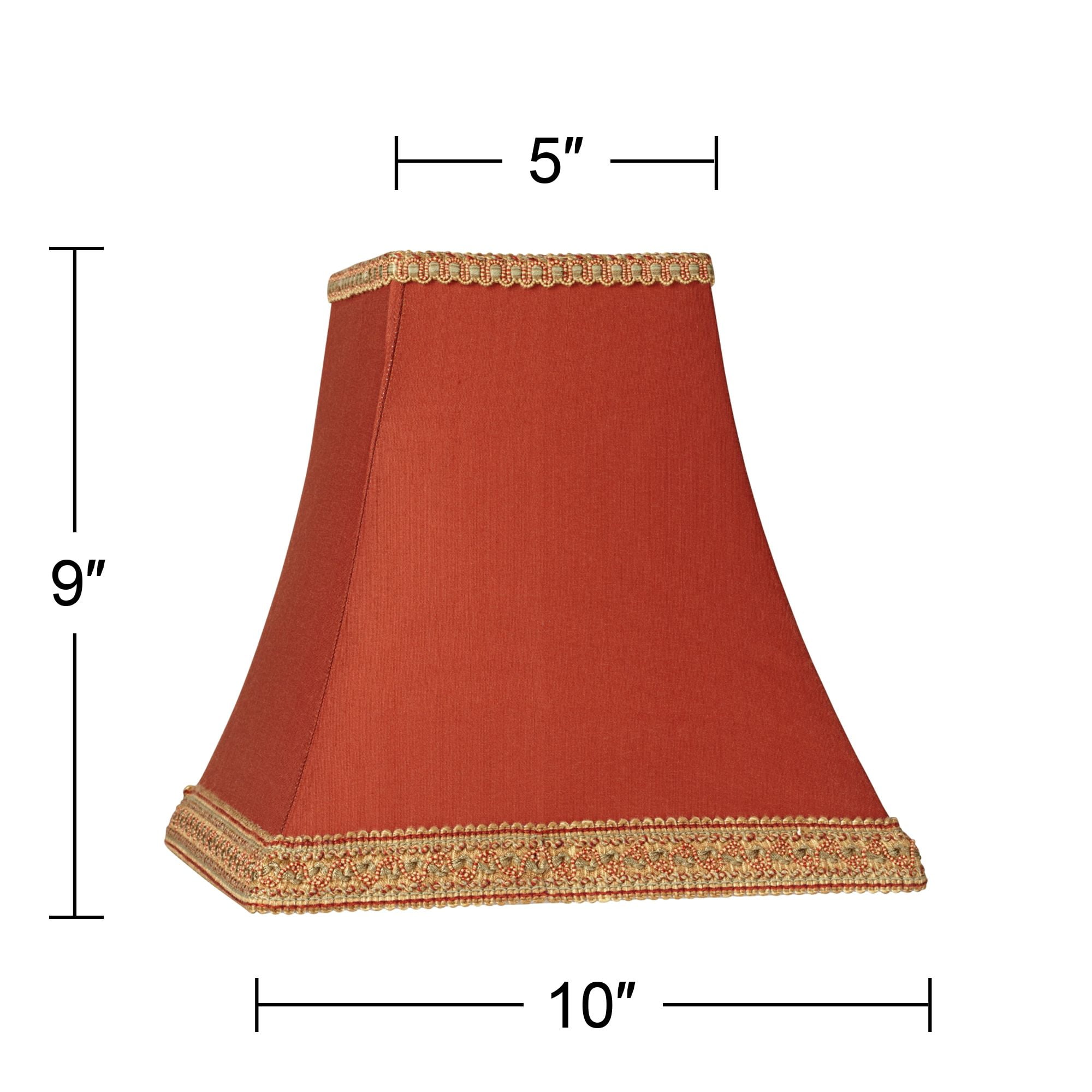 Springcrest Rust Small Square Sided Lamp Shade 5" Top x 10" Bottom x 9" Height (Spider) Replacement with Harp and Finial