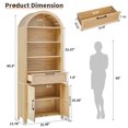 thumbnail image 6 of LEFHDA 81" Arched Cabinet, 6-Tier Arched Bookcase with 2 Doors and 1Drawers, Mid-modern Century Storage Bookshelf, Wooden Cabinet for Living Room, Kitchen (Natural), 6 of 10