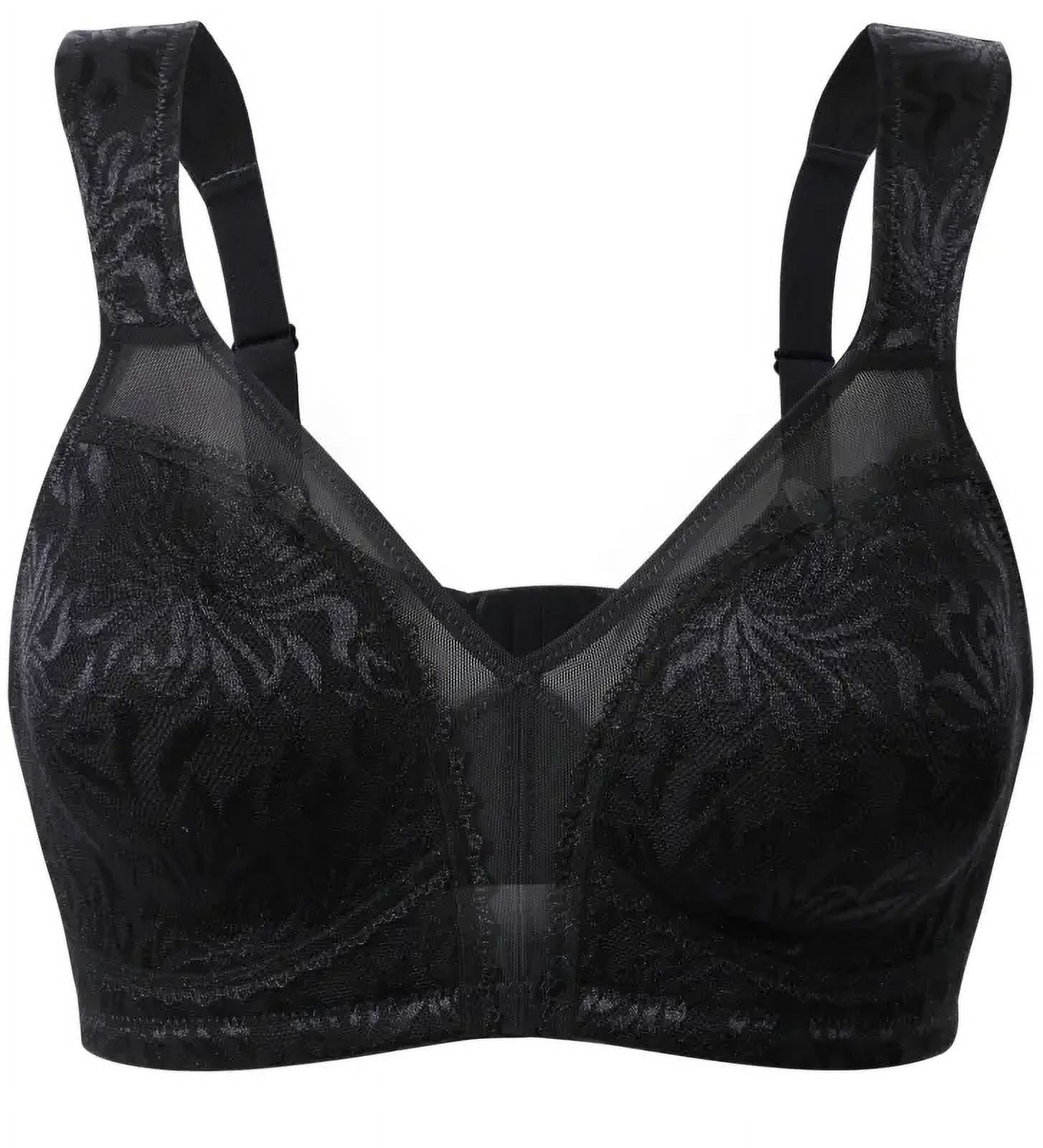 Wingslove Women's Full Coverage Plus Size Bra Non Padded Wireless Minimizer Bra, Black 36B