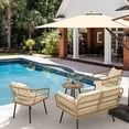 thumbnail image 6 of DEXTRUS Outdoor Patio Furniture Set 4 Pieces PE Rattan Wicker Sofa Set w/ Dining Table for Backyard, Pool, Deck, Garden - Beige, 6 of 8